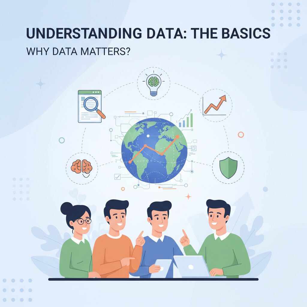 Illustration representing basic data concepts for adult learners