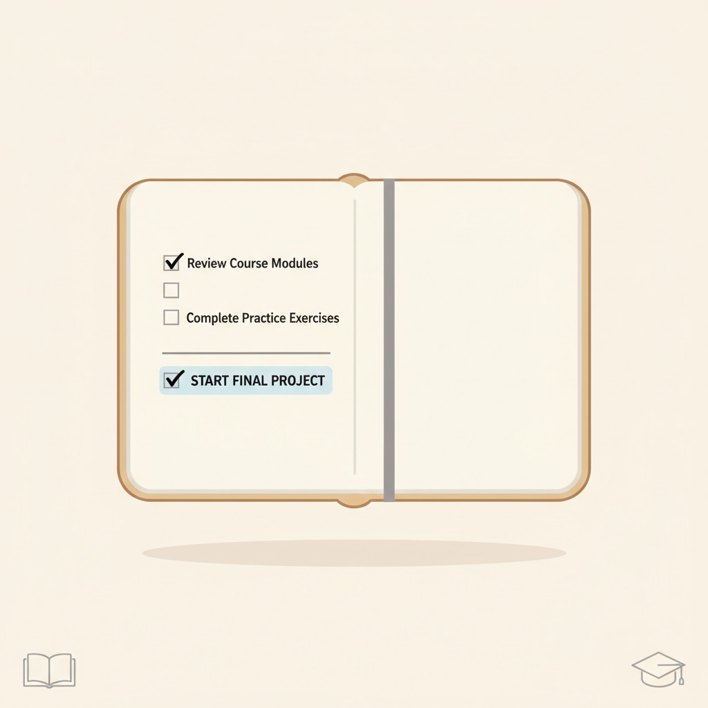 Simple checklist or notebook with one highlighted goal, representing clear and achievable planning.